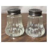 Glass and Sterling Plated Salt and Pepper Shakers