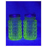 Hazel Atlas Uranium Glass Salt and Pepper Shakers