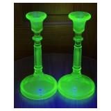 Uranium Glass Candleholders