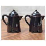 Stoneware Coffee Pot Salt and Pepper Shakers