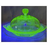 Uranium Glass Covered Dish
