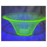 9 Inch Uranium Glass Salad Bowl