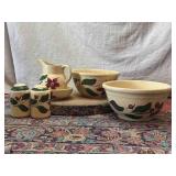 Set of Watt Ovenware Bowls, Pitcher, Shakers