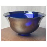 Plated Cobalt Blue Glass Bowl