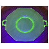 12 Inch Uranium Glass Serving Platter
