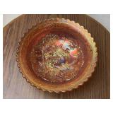 9 Inch Carnival Glass Dutch Farm Scene Bowl