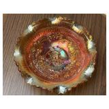 8 Inch Carnival Glass Dutch Farm Scene Bowl