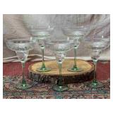 Set of 5 Southwestern Style Margarita Glasses
