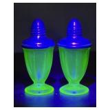 Uranium Glass Salt and Pepper Shakers