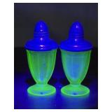 Uranium Glass Salt and Pepper Shakers