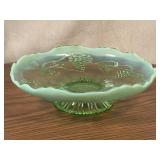 Green 8 Inch Depression Glass Serving Bowl