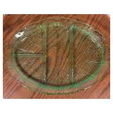 Separated Green Depression Glass Serving Tray