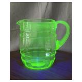 Uranium Glass Barrel Pitcher