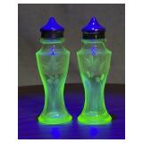 Uranium Glass Salt and Pepper Shakers