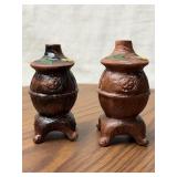 Ceramic Wooden Barrel Salt and Pepper Shakers