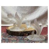 Pair of Frosted Glass Candle Holders