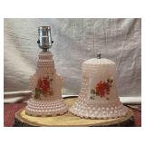 Painted Depression Glass Boudoir Lamp