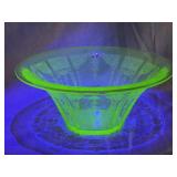 9 Inch Uranium Glass Salad Bowl