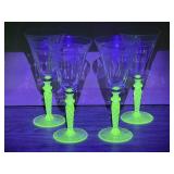 Uranium Glass Base White Wine Glasses