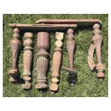 Six Antique Wooden Table Legs