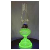 Giant Uranium Glass Oil Lamp