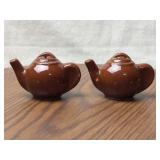 Brown Ceramic Teapot Salt and Pepper Shakers