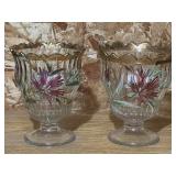 Pair of Hand Painted Clear Glass Goblets