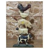 Painted Cast Iron Farm Animal Doorstop
