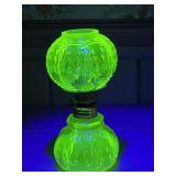 Six Inch Uranium Glass Oil Lamp