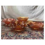 Amber Carnival Glass Ruffled Bowls