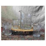 Pressed Glass Pitcher and Cup Set