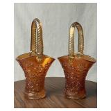 Imperial Glass Marigold Carnival Glass Baskets