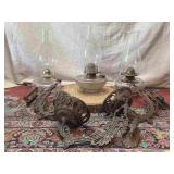 Three Wall Mounted Oil Lamps