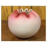 Red Satin Glass Rose Bowl