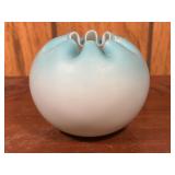 Blue Satin Glass Rose Bowl