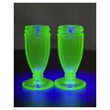 Hazel Atlas Uranium Glass Salt and Pepper Shakers