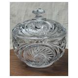 9 Inch Covered Cut Glass Bowl