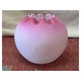 Pink Frosted Milk Glass Rose Bowl