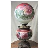 Floral Design Painted Hurricane Table Lamp