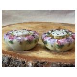 Pair of Painted Porcelain Salt, Pepper Shakers