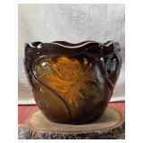 12 x 10 Glazed Brown Ceramic Planter
