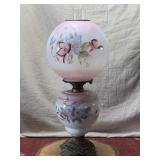 Antique Hurricane Style Hand Painted Oil Lamp