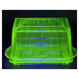 Uranium Depression Glass Butter Dish