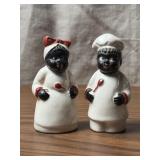 Black Americana Porcelain Salt and Pepper Shakers
