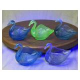 Five Swan Dishes, One with Uranium