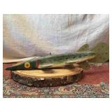 Hand Carved Painted Wooden Northern Pike Decoy