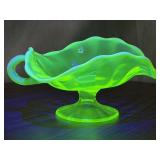 Uranium Glass Dish with Handle