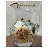 Hand Painted Glass Pitcher