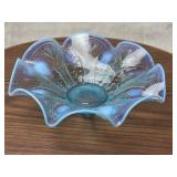 Blue Pressed Glass 9 Inch Serving Bowl