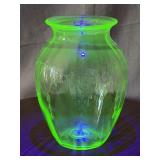 8 Inch Uranium Glass Flower Vase